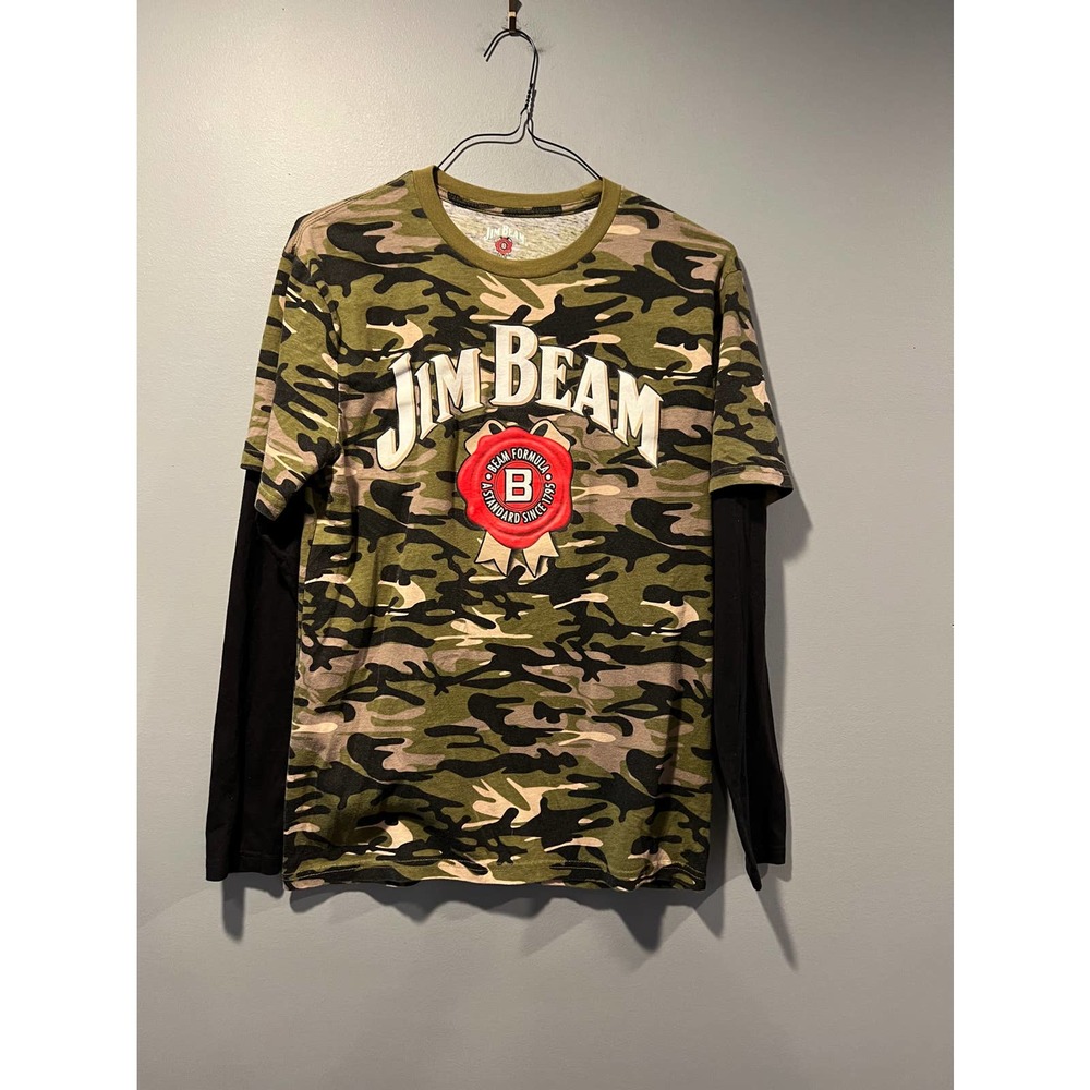 Jim Bean Men Size M Medium Camouflaged Long Sleeve